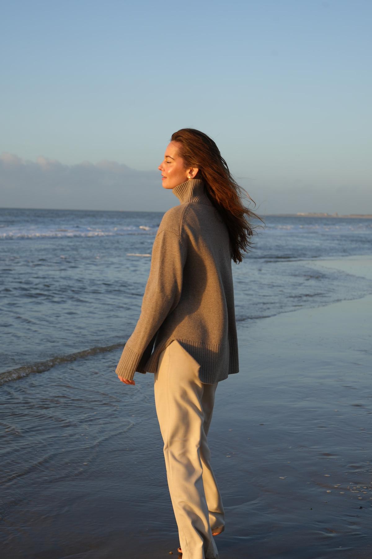 Keely on the beach at sunset